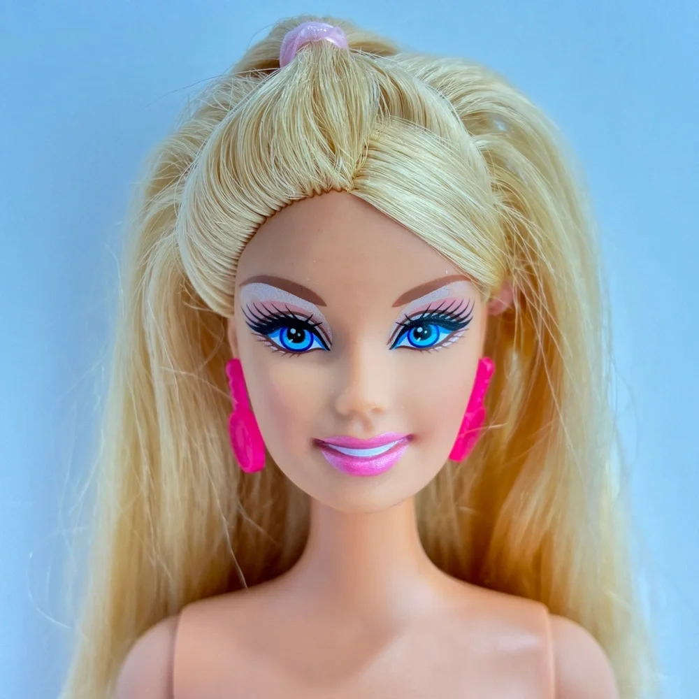 Barbie Doll 2011 CEO Face Blonde Blue Eyes Pink Earrings - OOAK Base Nude